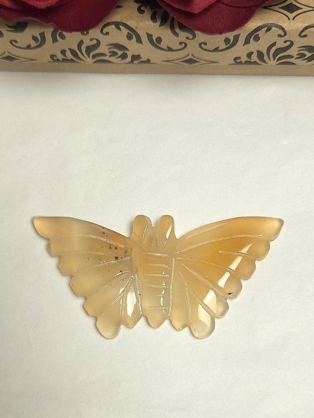 Hand Carved Yellow Jade Stone Butterfly Pendant Jewelry Making